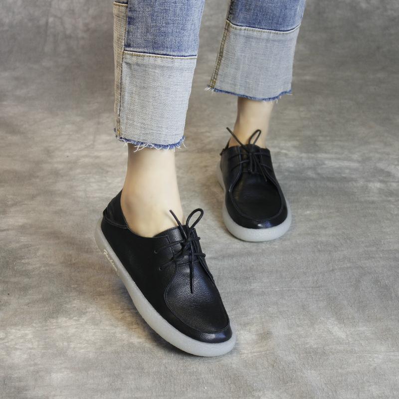 Spring New Leather Flat Bottom Women's Shoes