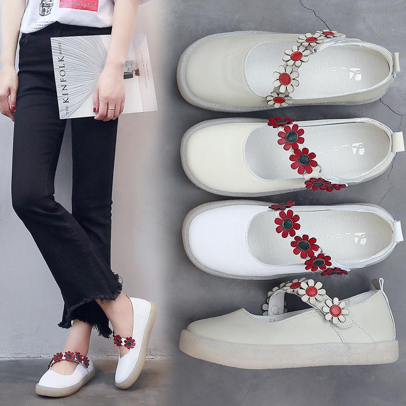 Spring New Leather Retro Comfortable Women Shoes 34-43