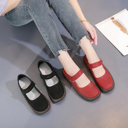 Spring New Soft Bottom Leather Retro Shoes Women