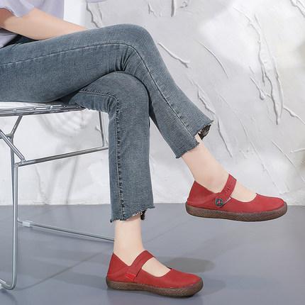 Spring New Soft Bottom Leather Retro Shoes Women 2019 April New 