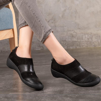Spring New Women's Leather Retro Casual Shoes 2019 April New 35 Black 