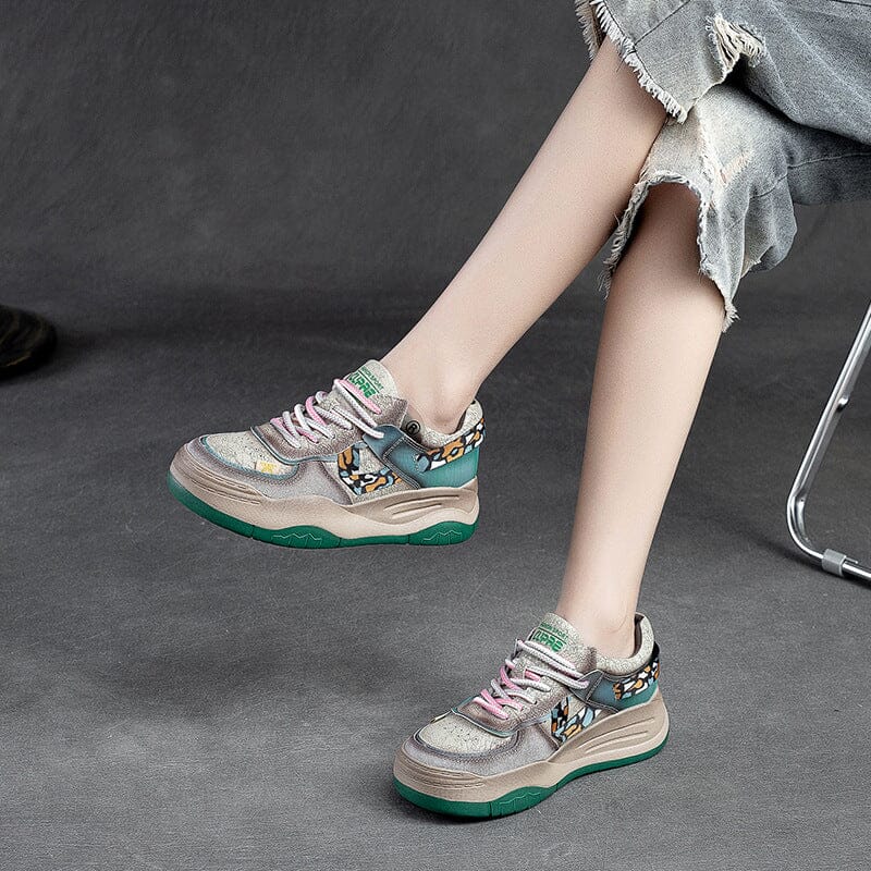 Spring Retro Color Matching Lace-Up Casual Shoes