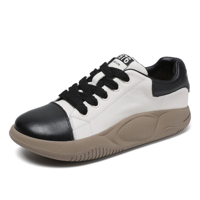 Spring Retro Color Matching Leather Casual Shoes