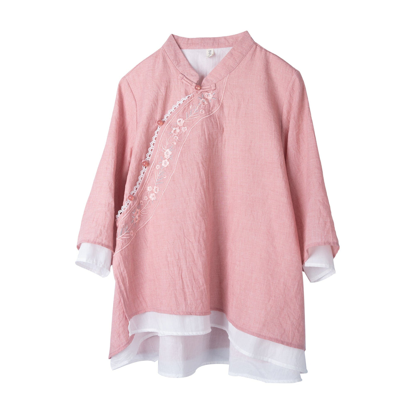 Spring Retro Embroidery Loose Cotton Linen Blouse Feb 2023 New Arrival 