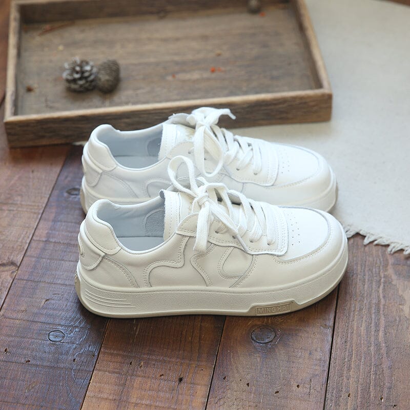 Spring Retro Flat Thick Sole Leather Casual Shoes Mar 2023 New Arrival 