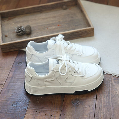 Spring Retro Flat Thick Sole Leather Casual Shoes