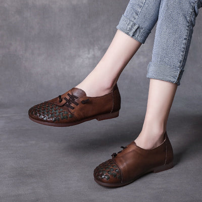 Spring Retro Handmade Leather Soft Sole Casual Shoes Dec 2021 New Arrival 35 Dark Brown 