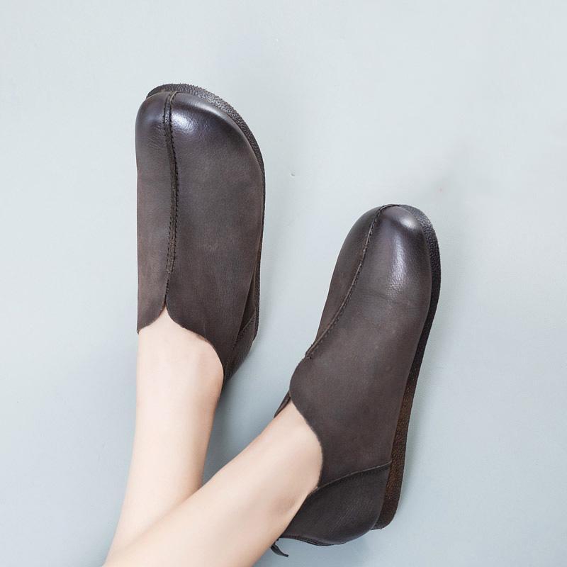 Spring Retro Handmade Leather Women Flat Shoes 2019 May New 