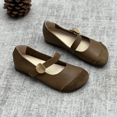Spring Retro Handmade Patchwork Leather Casual Shoes Feb 2023 New Arrival Khaki 35 