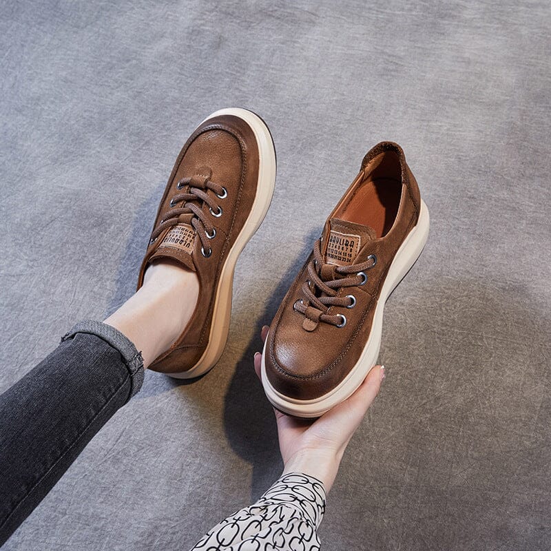 Spring Retro Leather Handmade Casual Shoes Feb 2023 New Arrival 