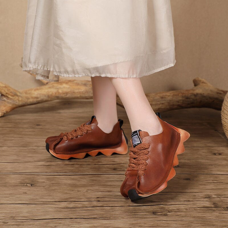 Spring Retro Leather Handmade Lug Sole Casual Shoes May 2023 New Arrival 