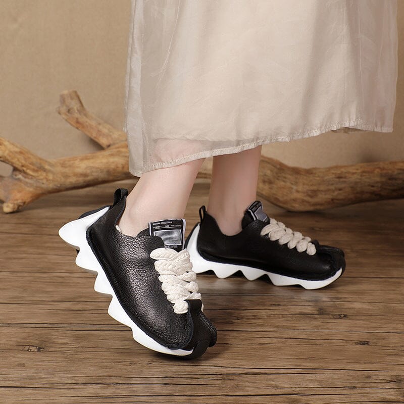 Spring Retro Leather Handmade Lug Sole Casual Shoes May 2023 New Arrival 