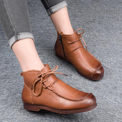 Spring Retro Leather Soft Bottom Large Women's Shoes 2019 April New 