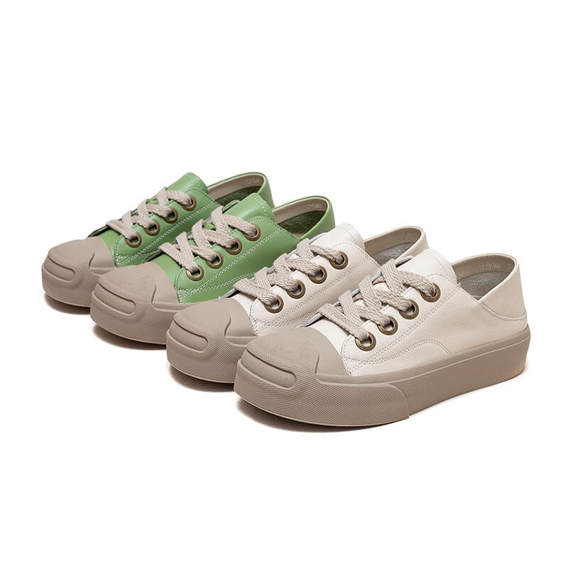 Spring Retro Leather Thick Soled Casual Shoes