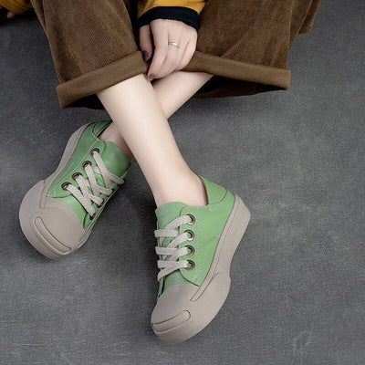 Spring Retro Leather Thick Soled Casual Shoes