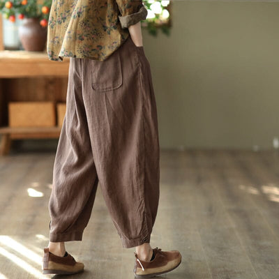Spring Retro Linen Loose Bloomers Casual Pants Feb 2023 New Arrival 