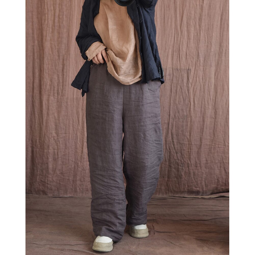 Spring Retro Linen Pleated Casual Wide-Leg Pants Feb 2023 New Arrival 