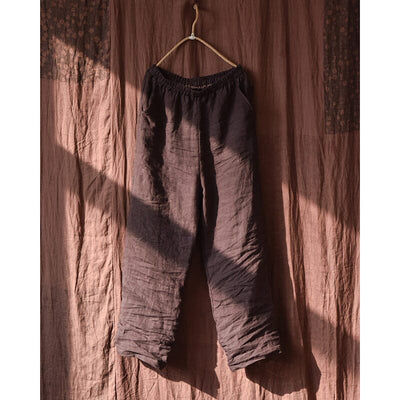 Spring Retro Linen Pleated Casual Wide-Leg Pants Feb 2023 New Arrival Coffee One Size 