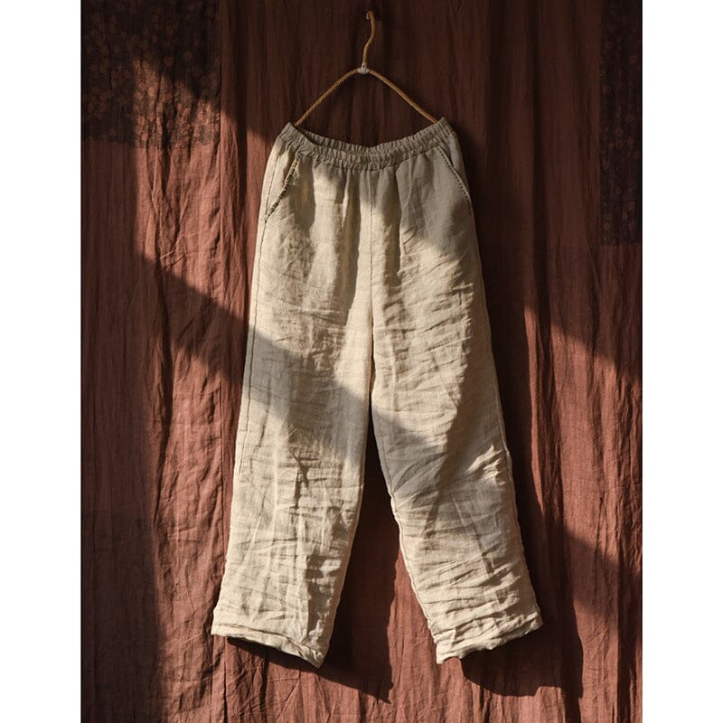 Spring Retro Linen Pleated Casual Wide-Leg Pants Feb 2023 New Arrival Linen One Size 