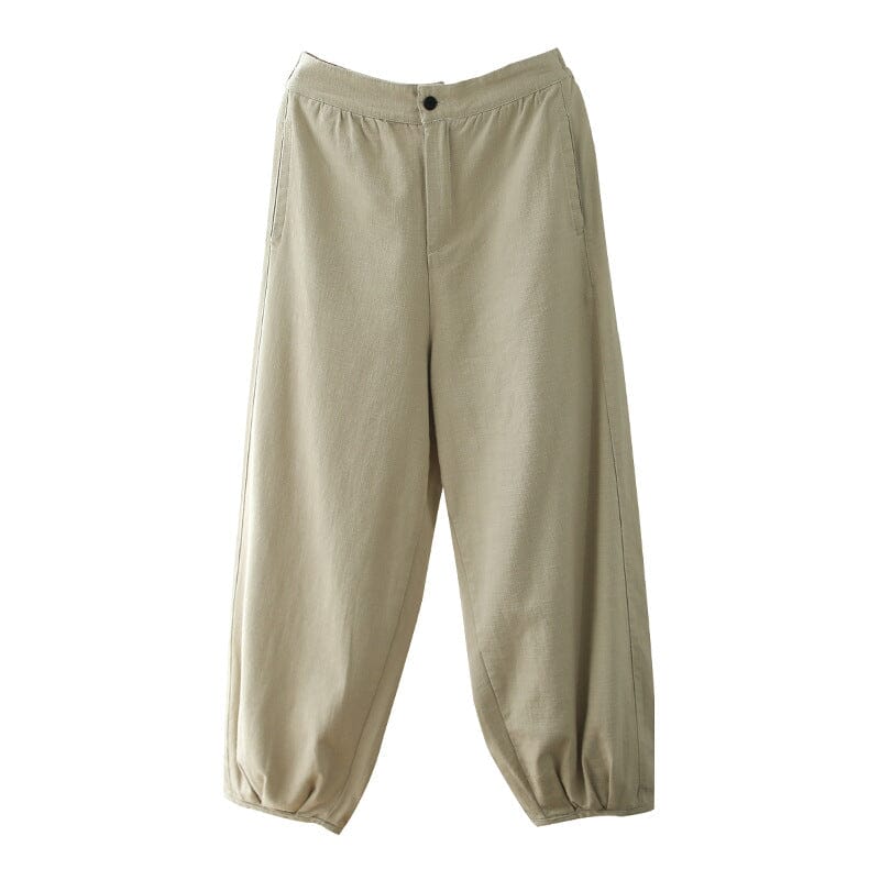 Spring Retro Loose Casual Solid Cotton Linen Pants