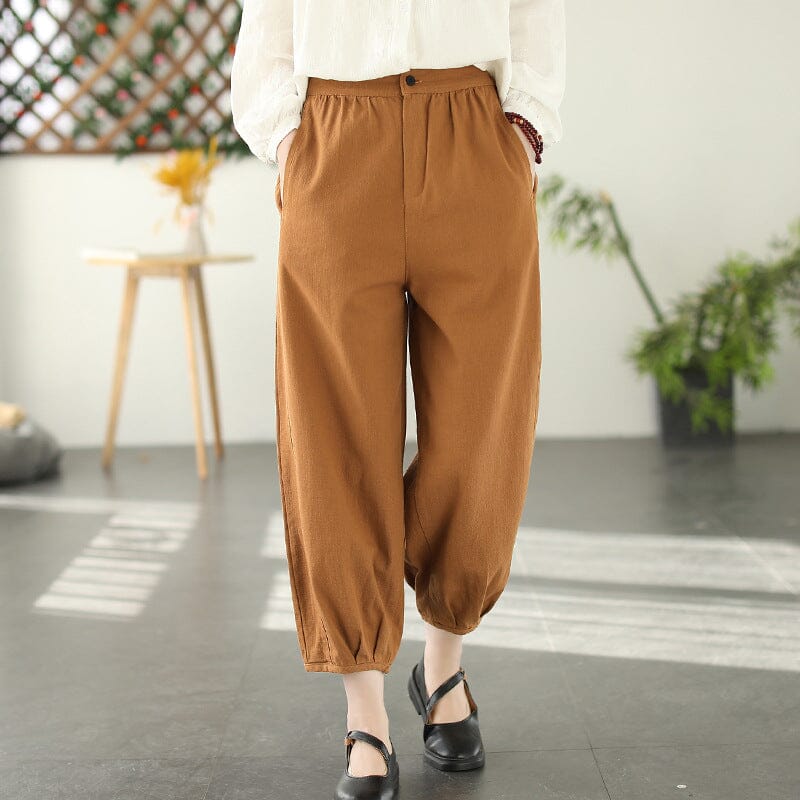 Spring Retro Loose Casual Solid Cotton Linen Pants Feb 2023 New Arrival 