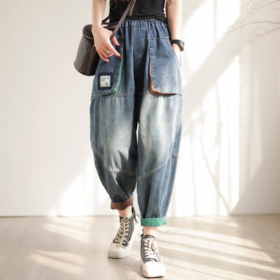 Spring Retro Loose Patchwork Casual Jeans Feb 2023 New Arrival 