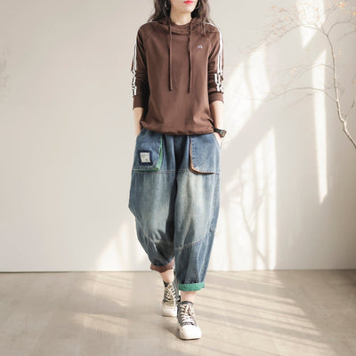 Spring Retro Loose Patchwork Casual Jeans Feb 2023 New Arrival 