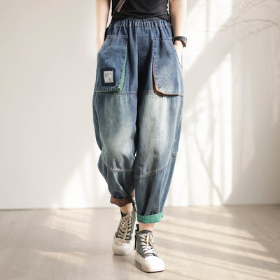 Spring Retro Loose Patchwork Casual Jeans
