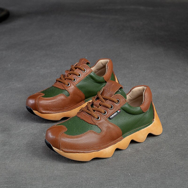 Spring Retro Patchwork Leather Casual Shoes