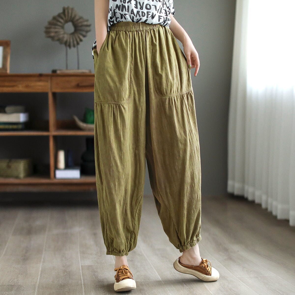 Spring Retro Pleated Cotton Linen Trousers Plus Size Mar 2023 New Arrival 