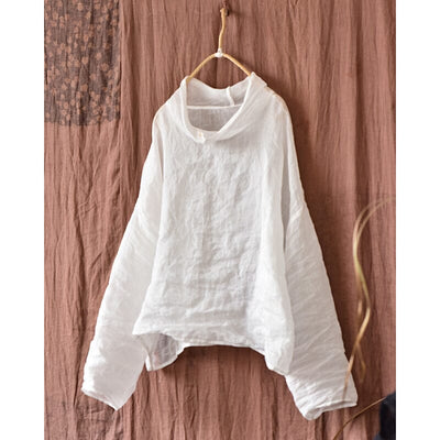Spring Retro Pleated Linen Loose Casual T-Shirt