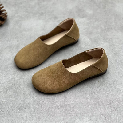 Spring Retro Soft Flats Leather Casual Shoes Mar 2023 New Arrival 