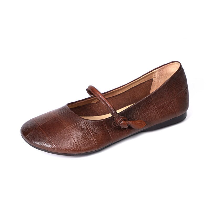 Spring Retro Soft Leather Flat Casual Shoes Feb 2023 New Arrival Coffee 35 