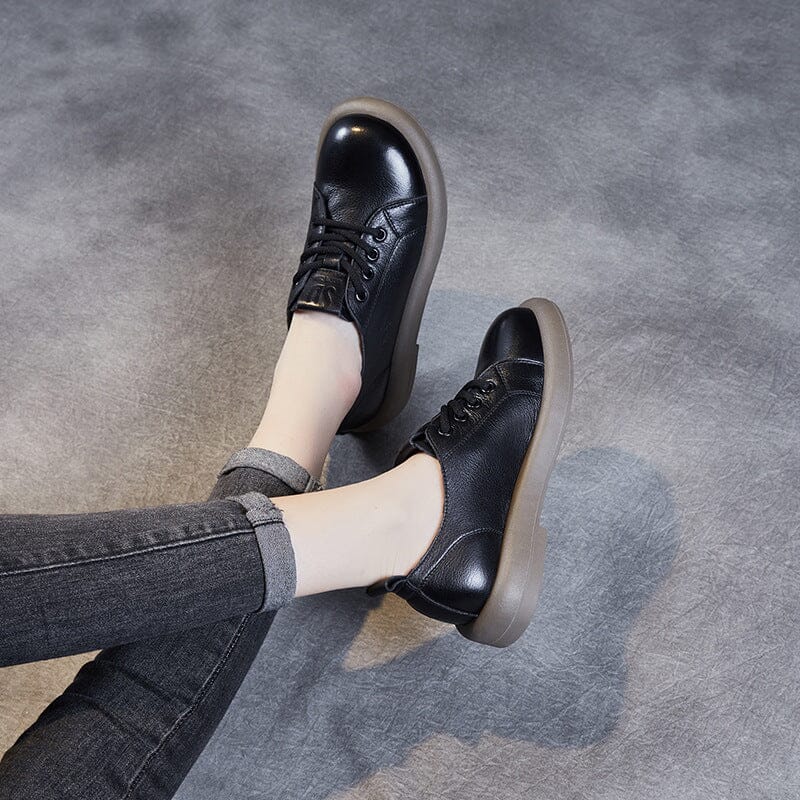 Spring Retro Soft Leather Flat Casual Shoes Jan 2023 New Arrival 