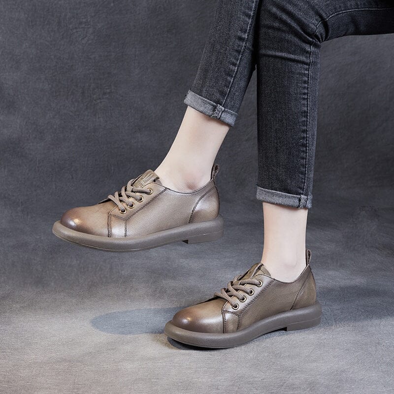 Spring Retro Soft Leather Flat Casual Shoes Jan 2023 New Arrival 