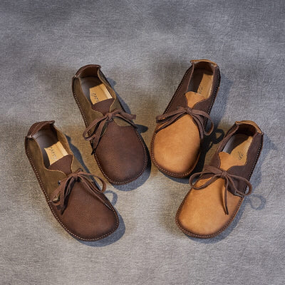 Spring Retro Soft Leather Flat Casual Shoes Mar 2023 New Arrival 