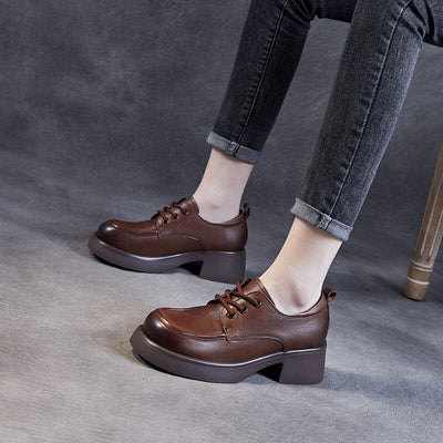 Spring Retro Soft Leather Wedge Casual Shoes