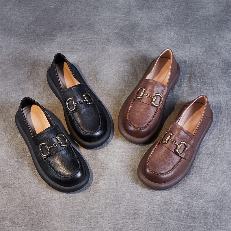 Spring Retro Soft Leather Women Flat Loafers