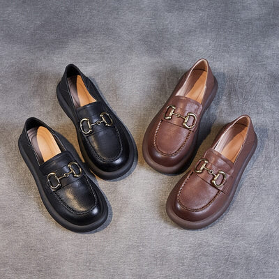 Spring Retro Soft Leather Women Flat Loafers Feb 2023 New Arrival 