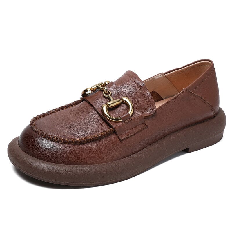 Spring Retro Soft Leather Women Flat Loafers