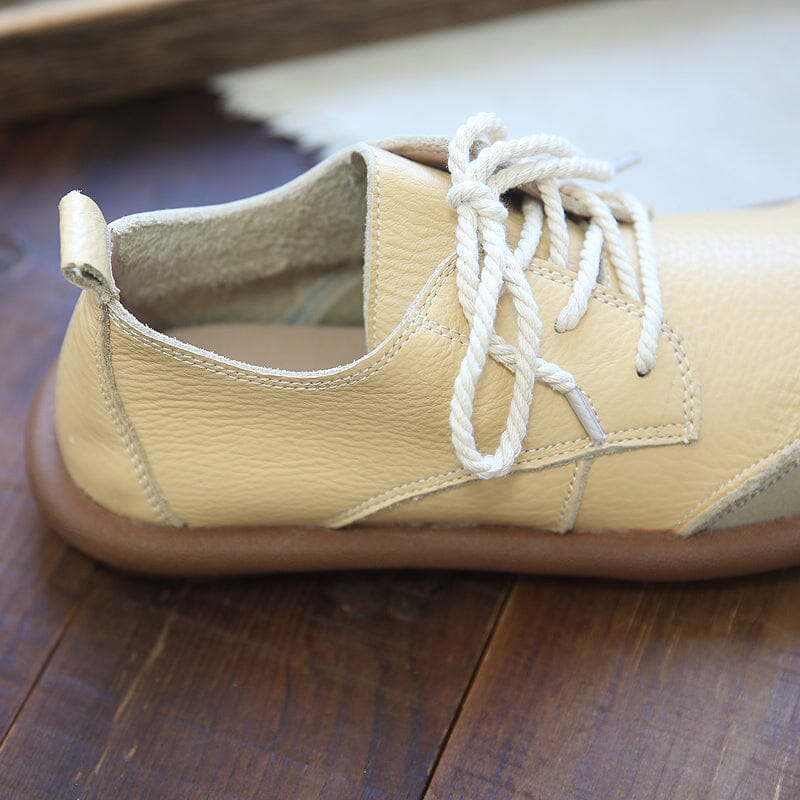Spring Retro Soft Patchwork Leather Casual Shoes May 2023 New Arrival 