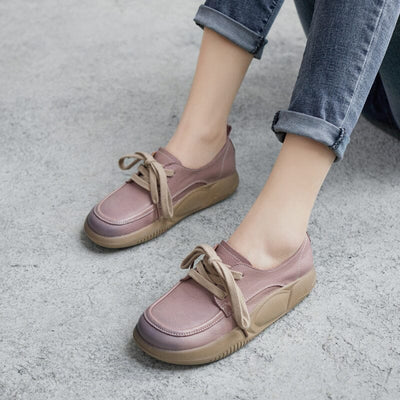Spring Retro Solid Soft Leather Casual Shoes