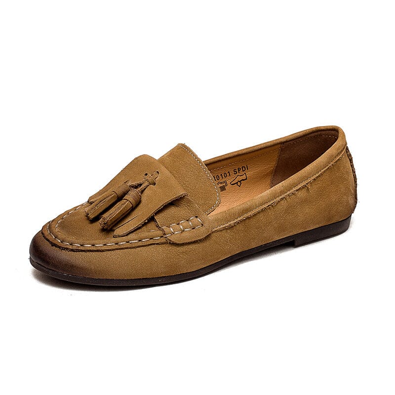 Spring Retro Suede Leather Casual Flat Loafers
