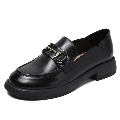 Spring Soft Retro Leather Casual Loafers Dec 2022 New Arrival Black 35 