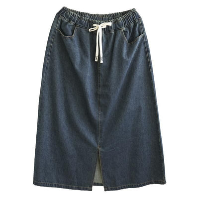 Spring Solid Casual Split Loose Denim Skirt May 2023 New Arrival 