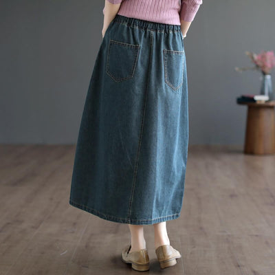 Spring Solid Casual Split Loose Denim Skirt May 2023 New Arrival 