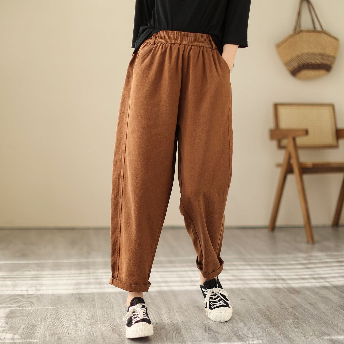 Spring Solid Loose Casual Cotton Harem Pants Feb 2023 New Arrival 