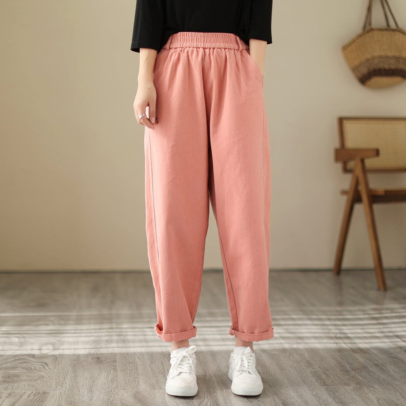 Spring Solid Loose Casual Cotton Harem Pants Feb 2023 New Arrival 