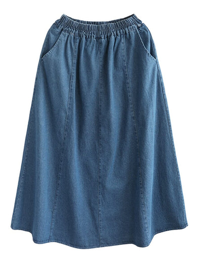 Spring Summer Casual A-Line Loose Denim Skirt