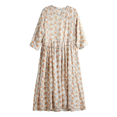Spring Summer Casual Floral Midi Dress Apr 2023 New Arrival 